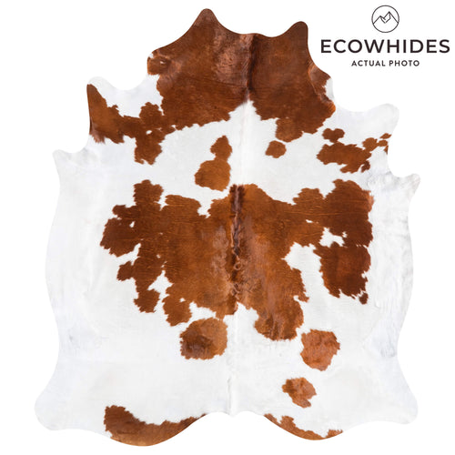 Brown and White Cowhide Rug Size 8'2" L x 7'0" W 9268