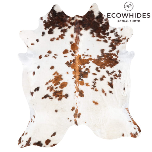 White Tricolor Cowhide Rug Size 7'8" L x 6'10" W 9272