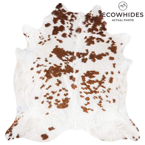 Brown and White Cowhide Rug Size 7'0" L x 6'10" W 9276