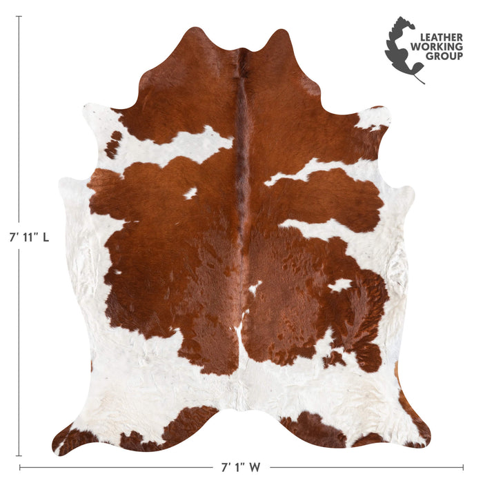 Brown and White Cowhide Rug Size 7'11" L x 7'1" W 9277
