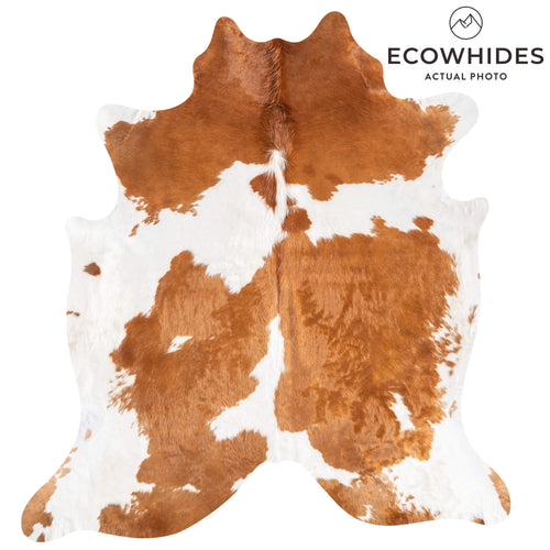 Brown and White Cowhide Rug Size 8'1" L x 7'6" W 9280