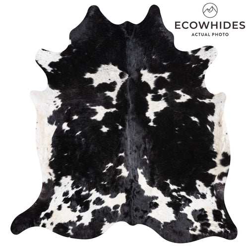 Black and White Cowhide Rug Size 7'3" L x 6'11" W 9283