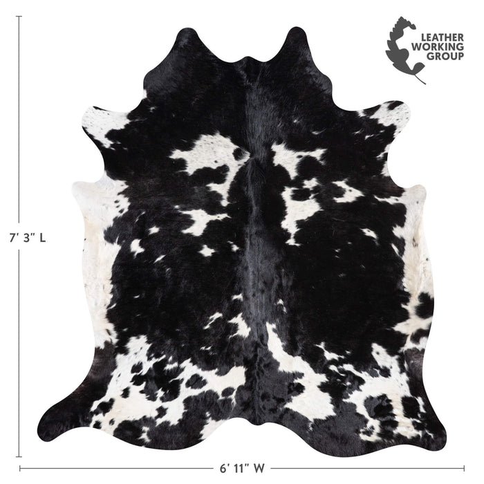 Black and White Cowhide Rug Size 7'3" L x 6'11" W 9283