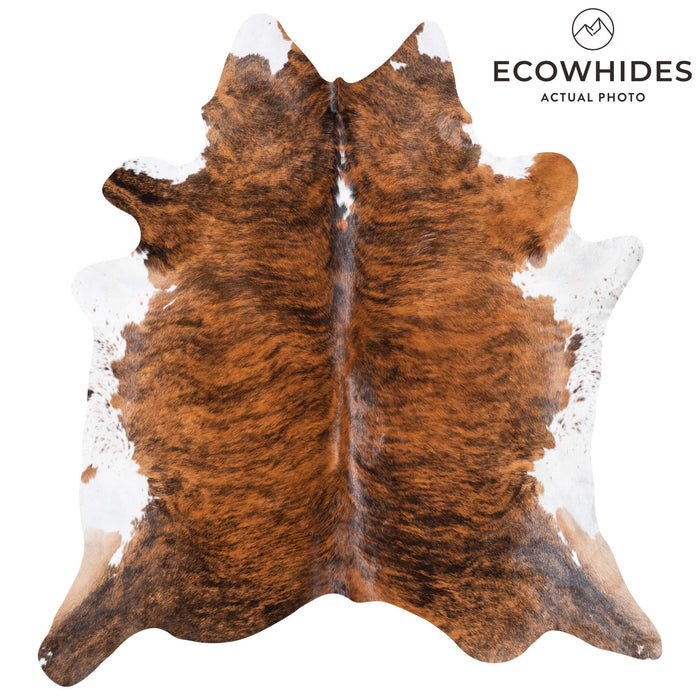 Brazilian Brindle White Belly Cowhide Rug Size 7'1" L x 6'8" W 9286