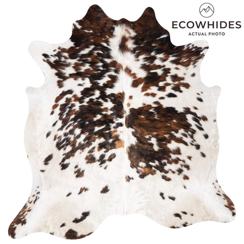 White Tricolor Cowhide Rug Size 6'6" L x 6'3" W 9288