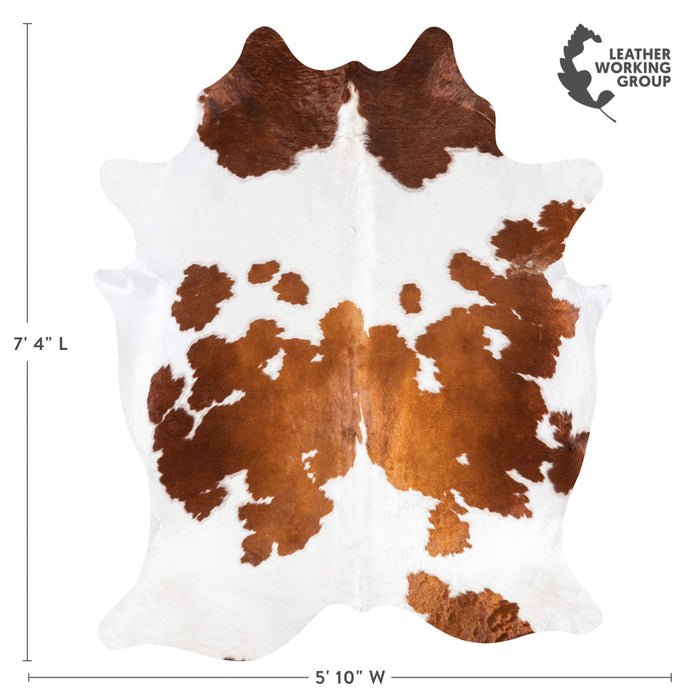 Brown and White Cowhide Rug Size 7'4" L x 5'10" W 9290