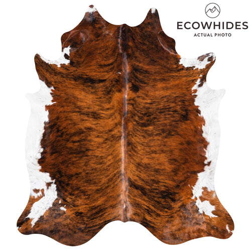 Tricolor Brindle Mix Cowhide Rug Size 7'9" L x 6'11" W 9294