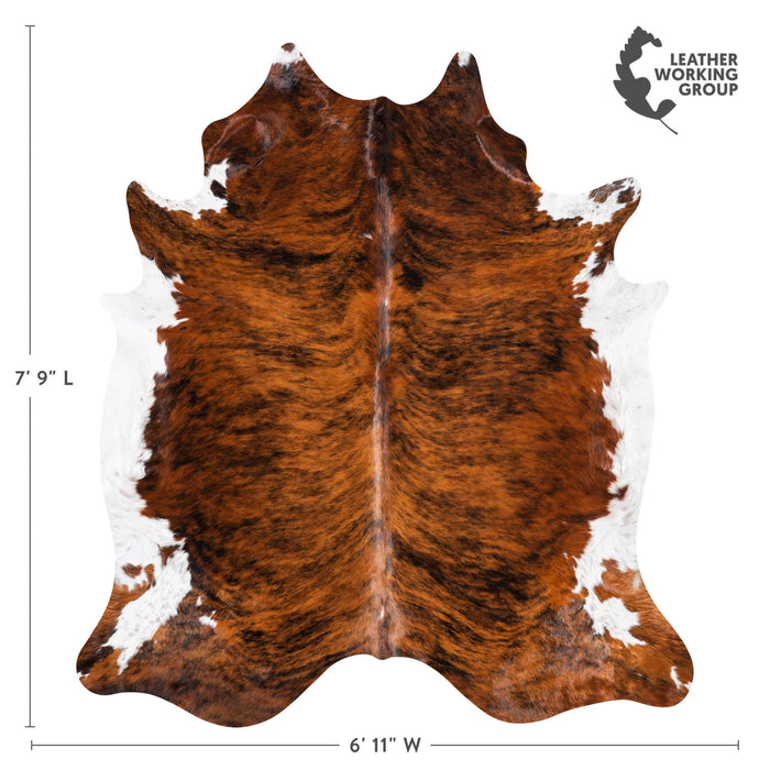 Tricolor Brindle Mix Cowhide Rug Size 7'9" L x 6'11" W 9294