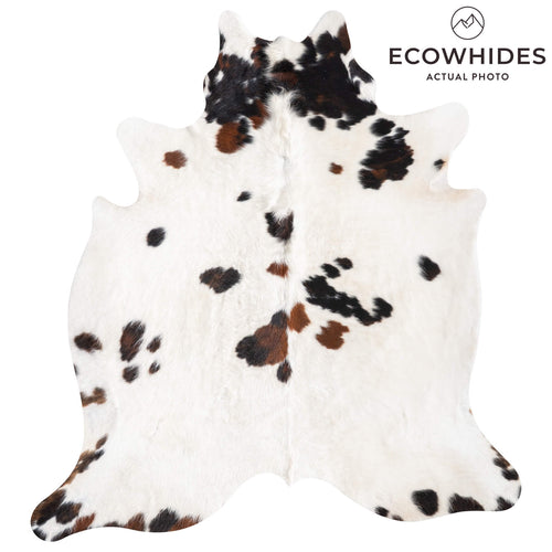 White Tricolor Cowhide Rug Size 6'10" L x 6'2" W 9301