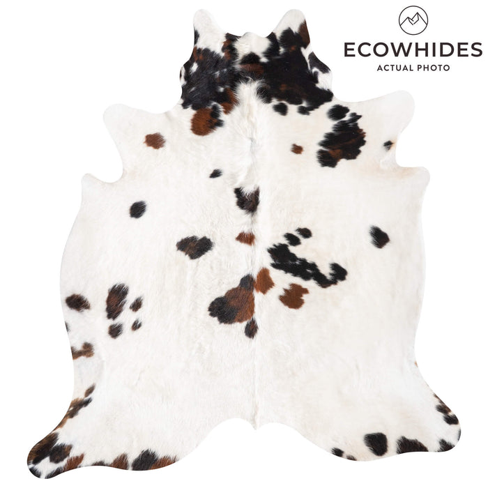 White Tricolor Cowhide Rug Size 6'10" L x 6'2" W 9301