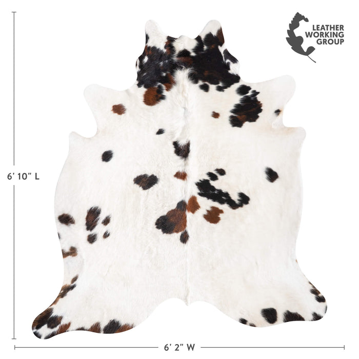 White Tricolor Cowhide Rug Size 6'10" L x 6'2" W 9301