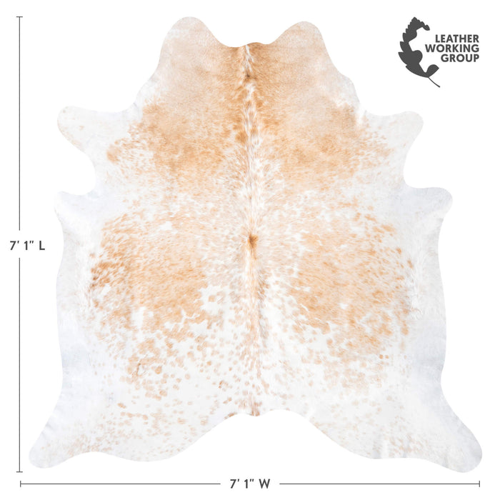 Brazilian Palomino and White Cowhide Rug Size 7'1" L x 7'1" W 9309