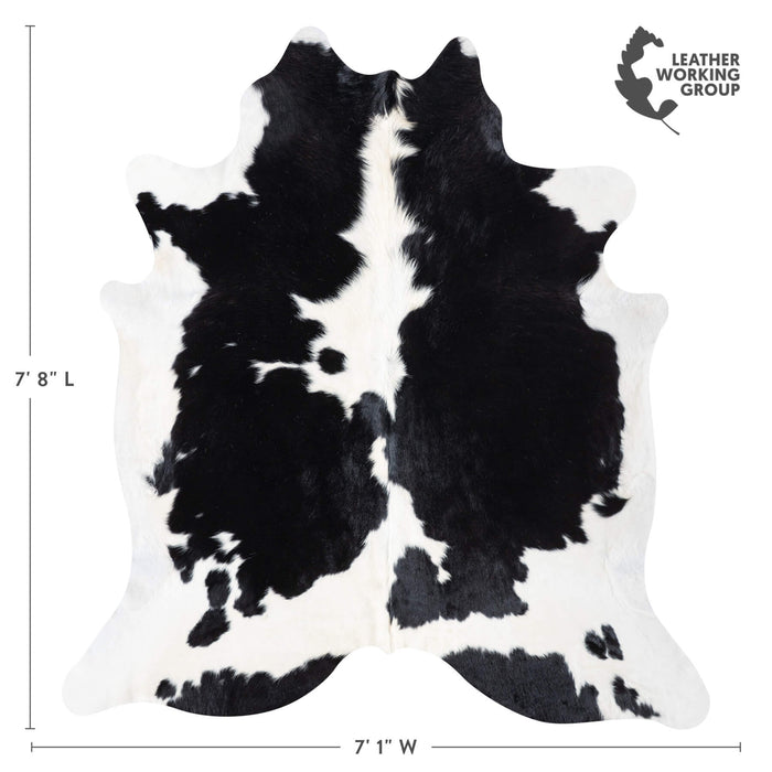 Black and White Cowhide Rug Size 7'8" L x 7'1" W 9313