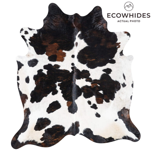White Tricolor Cowhide Rug Size 7'8" L x 6'10" W 9314