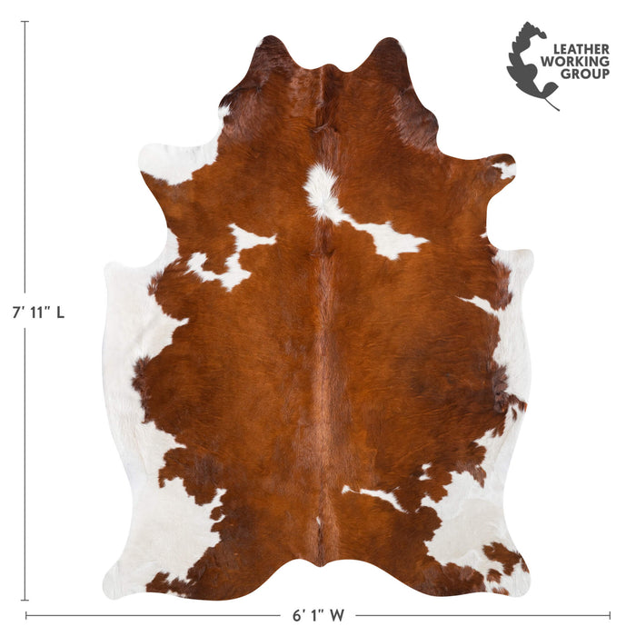 Brown and White Cowhide Rug Size 7'11" L x 6'1" W 9316
