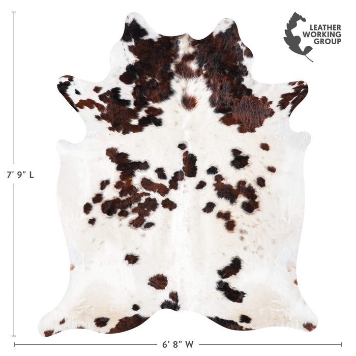 White Tricolor Cowhide Rug Size 7'9" L x 6'8" W 9320