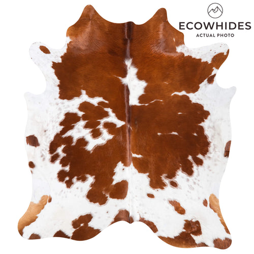 Brown and White Cowhide Rug Size 7'6" L x 6'6" W 9324