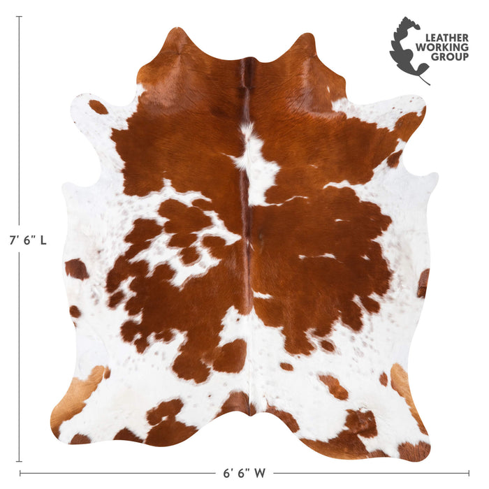 Brown and White Cowhide Rug Size 7'6" L x 6'6" W 9324