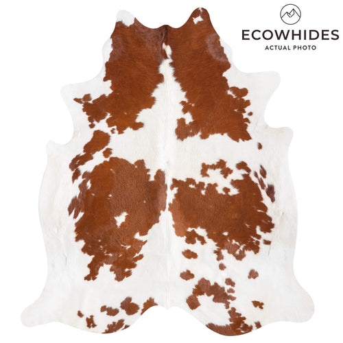 Brown and White Cowhide Rug Size 7'4" L x 6'8" W 9326