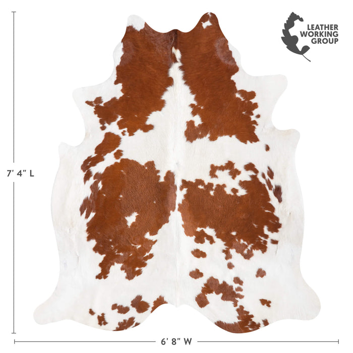 Brown and White Cowhide Rug Size 7'4" L x 6'8" W 9326