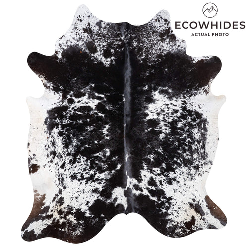 Black Salt and Pepper Cowhide Rug Size 7'9" L x 6'8" W 9327