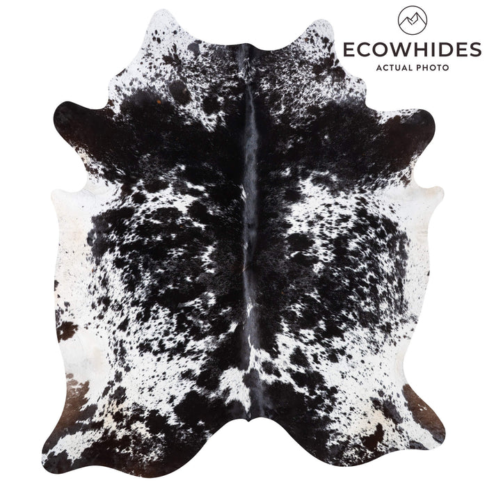 Black Salt and Pepper Cowhide Rug Size 7'9" L x 6'8" W 9327