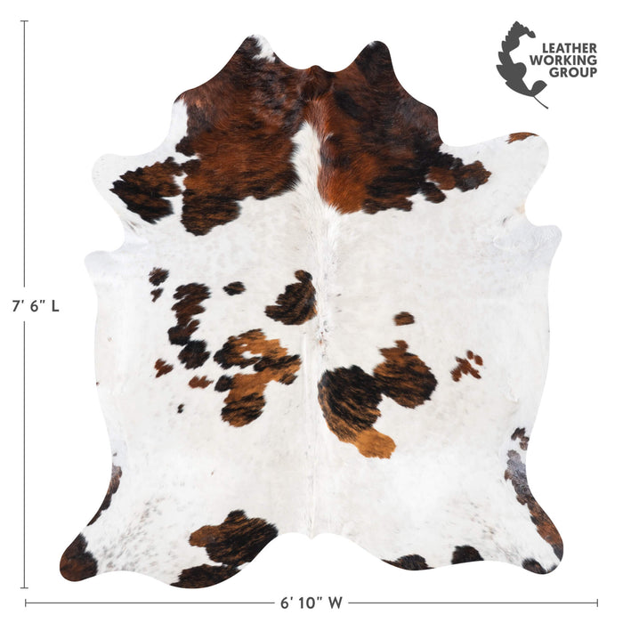 White Tricolor Cowhide Rug Size 7'6" L x 6'10" W 9331