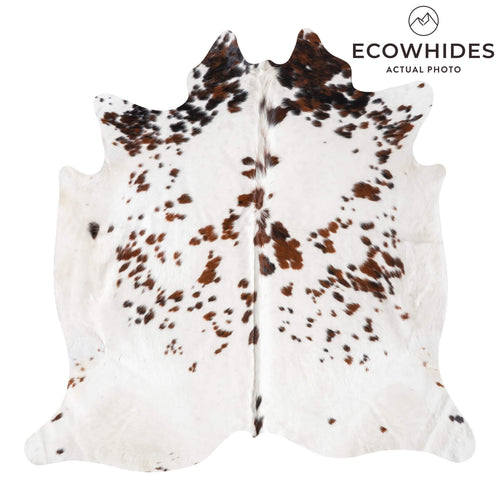 White Tricolor Cowhide Rug Size 7'1" L x 7'1" W 9336