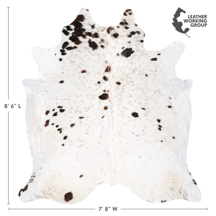 White Tricolor Cowhide Rug Size 8'6" L x 7'8" W 9339