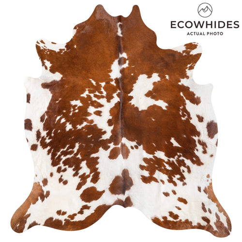 Brown and White Cowhide Rug Size 7'10" L x 7'3" W 9343
