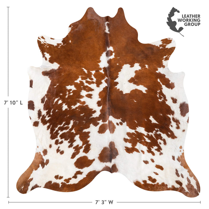 Brown and White Cowhide Rug Size 7'10" L x 7'3" W 9343