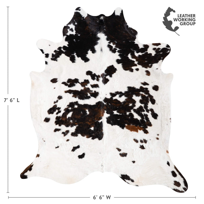 White Tricolor Cowhide Rug Size 7'6" L x 6'6" W 9346