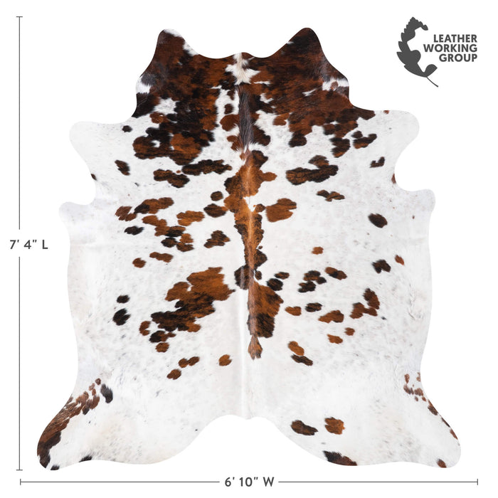White Tricolor Cowhide Rug Size 7'4" L x 6'10" W 9350
