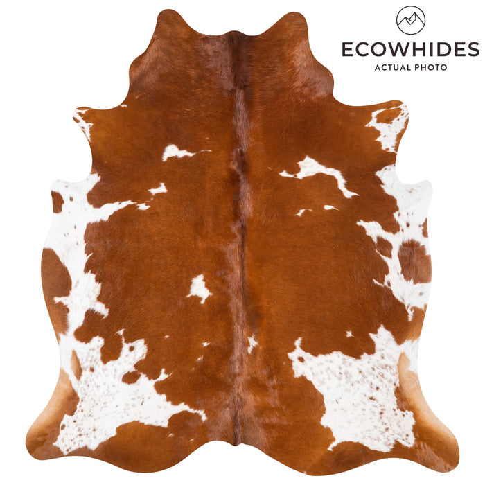 Brown and White Cowhide Rug Size 6'11" L x 6'5" W 9353