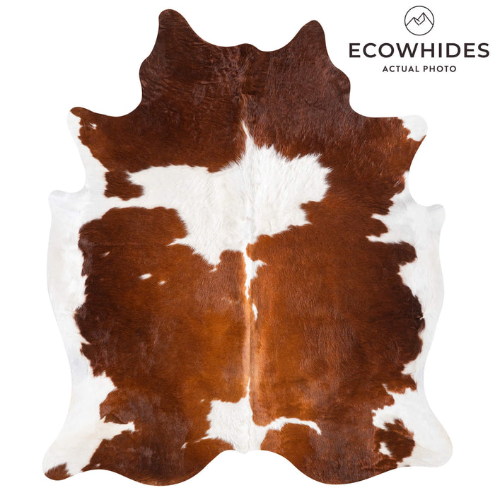 Brown and White Cowhide Rug Size 6'9" L x 5'9" W 9355