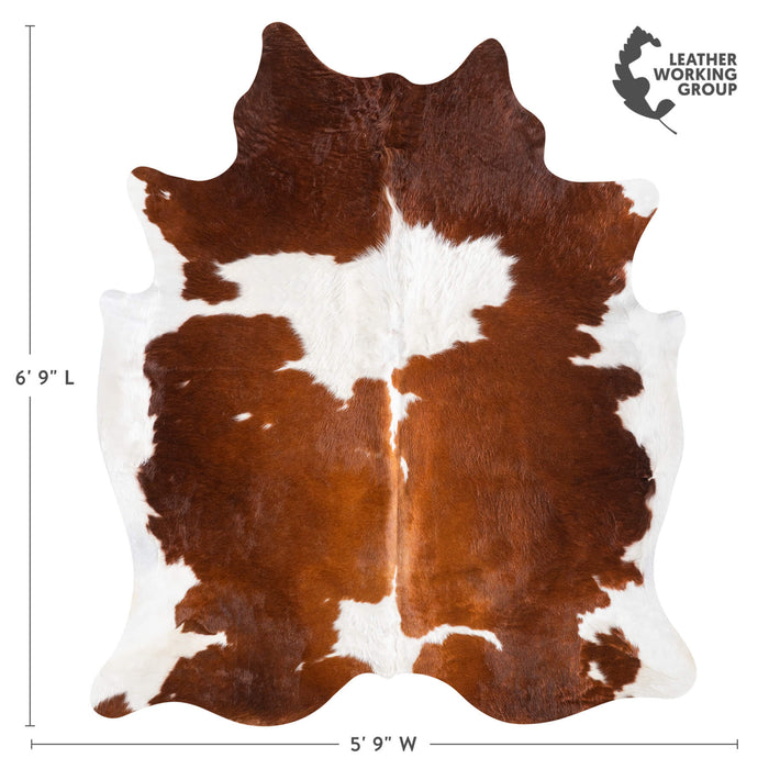 Brown and White Cowhide Rug Size 6'9" L x 5'9" W 9355