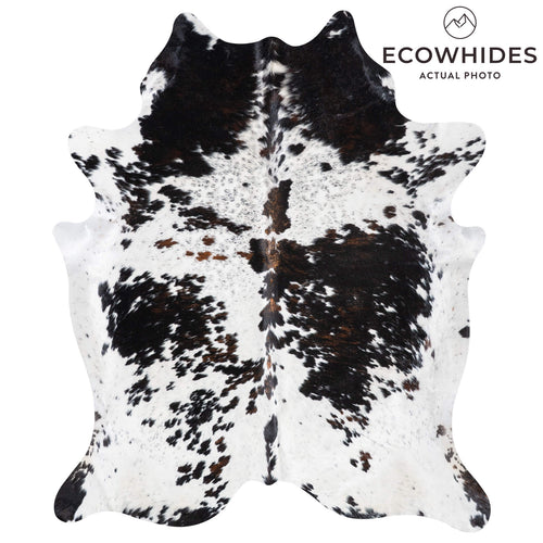 White Tricolor Cowhide Rug Size 7'6" L x 6'2" W 9356