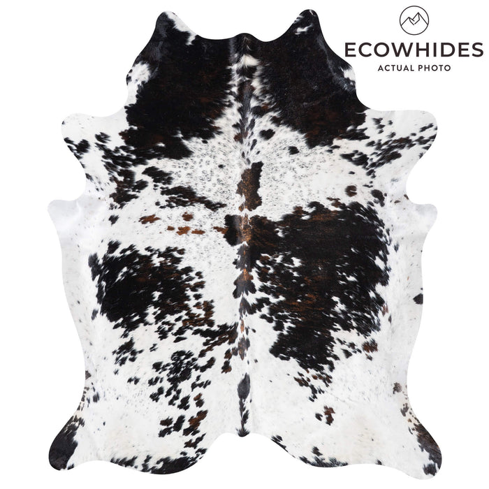 White Tricolor Cowhide Rug Size 7'6" L x 6'2" W 9356