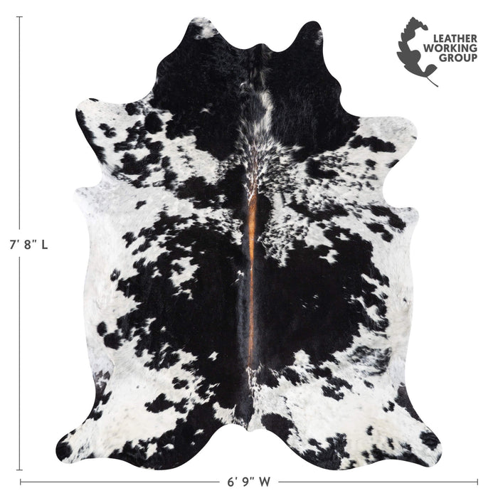 Black and White Cowhide Rug Size 7'8" L x 6'9" W 9358