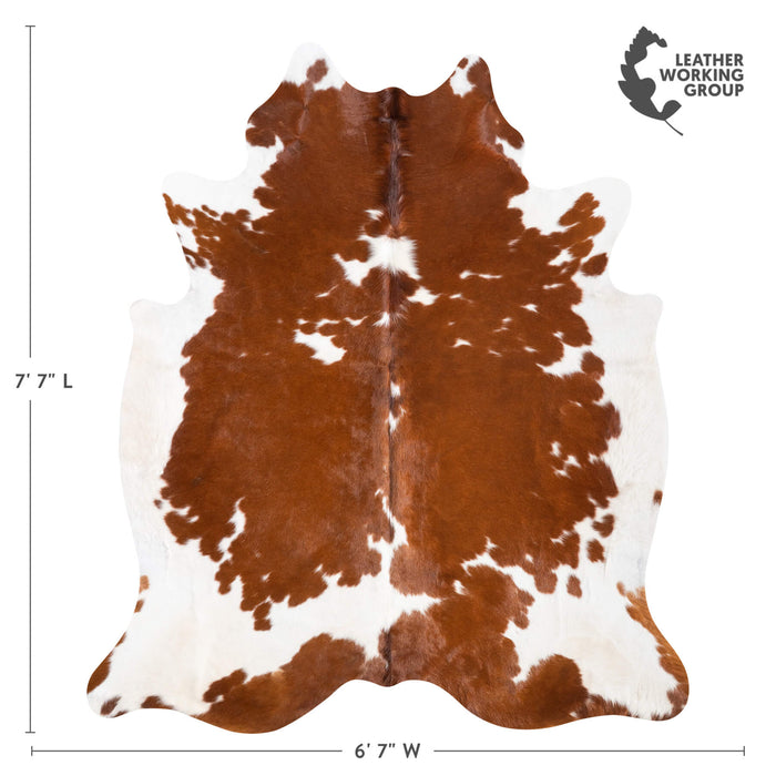 Brown and White Cowhide Rug Size 7'7" L x 6'7" W 9359