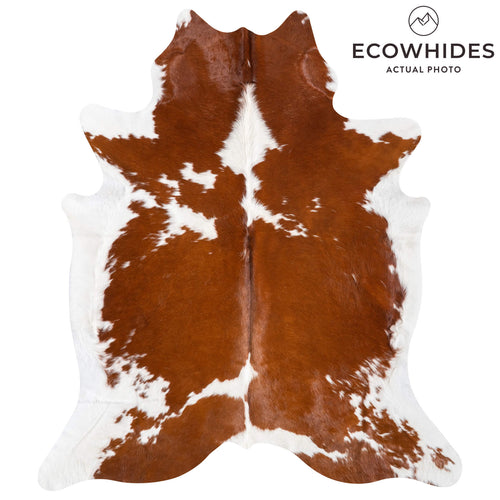 Brown and White Cowhide Rug Size 7'10" L x 6'10" W 9360