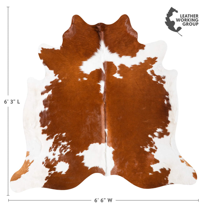 Brown and White Cowhide Rug Size 6'3" L x 6'6" W 9364
