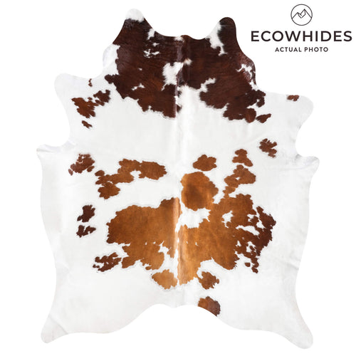 Brown and White Cowhide Rug Size 7'11" L x 6'5" W 9366