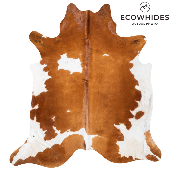 Brown and White Cowhide Rug Size 7'7" L x 6'11" W 9368