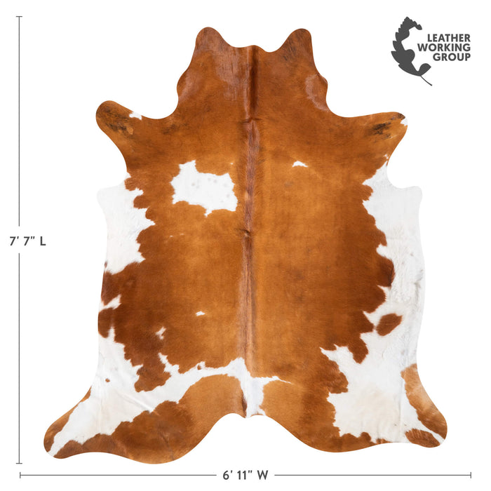 Brown and White Cowhide Rug Size 7'7" L x 6'11" W 9368