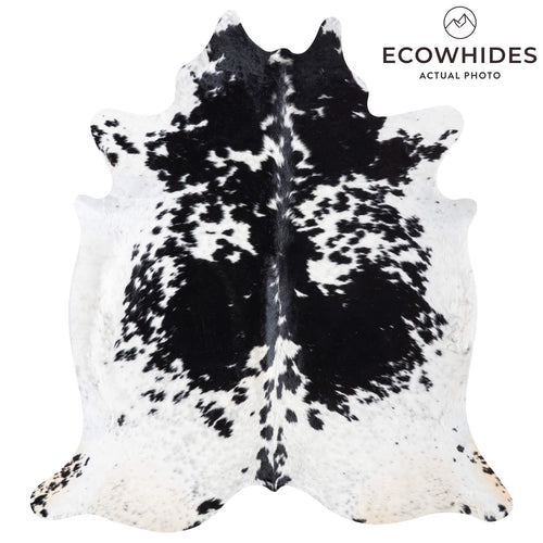Black Salt and Pepper Cowhide Rug Size 7'5" L x 6'11" W 9370