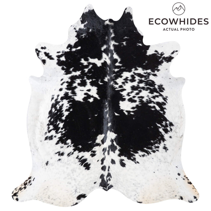 Black Salt and Pepper Cowhide Rug Size 7'5" L x 6'11" W 9370