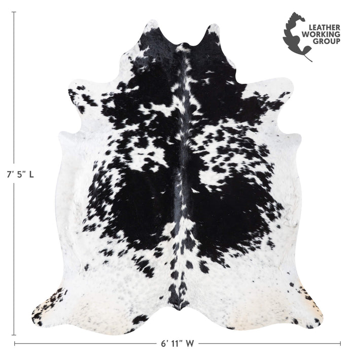 Black Salt and Pepper Cowhide Rug Size 7'5" L x 6'11" W 9370