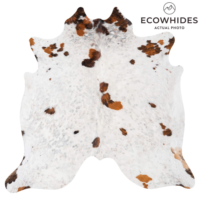 White Tricolor Cowhide Rug Size 6'6" L x 6'7" W 9375