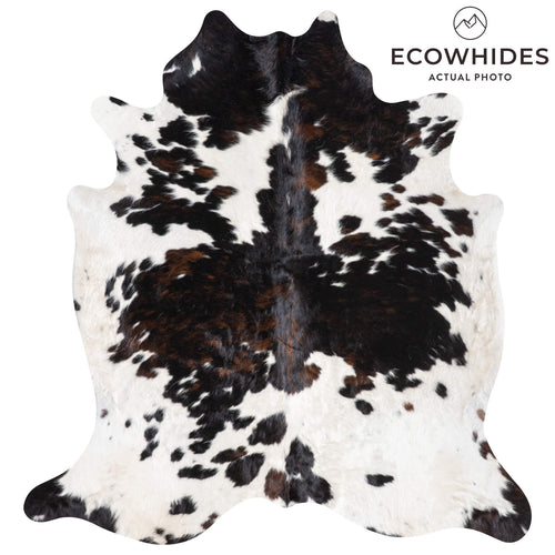 Dark Tricolor Cowhide Rug Size 7'0" L x 6'7" W 9381